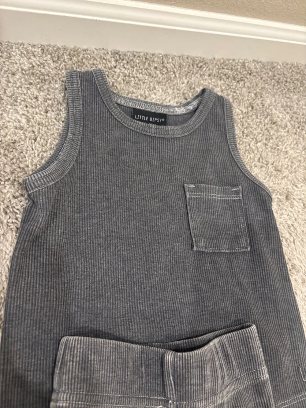 Little Bipsy Charcoal Grey Ribbed Set